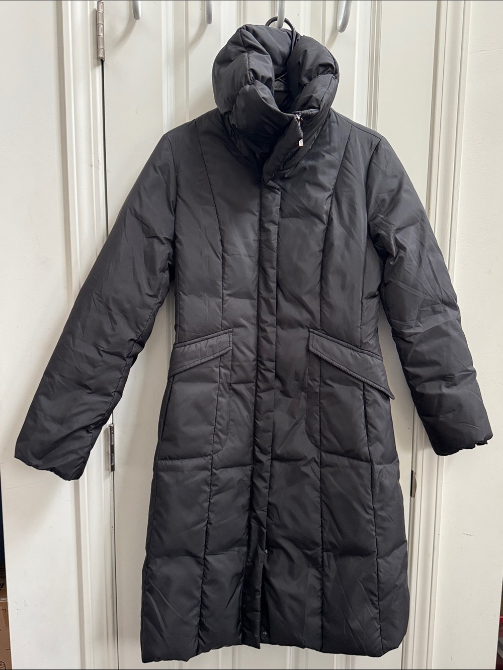 Cole Haan Black Long Down Quilted Puffer Coat